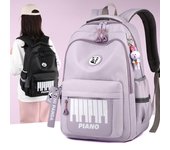 Mochila escolar con estampado de letras para hombre, mochila de gran capacidad para estudiantes de primaria, mochila ligera para mujer negro