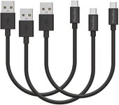 Juego de 3 cables USB-C negros de 20 cm para Oppo A16 / A16s / A53 / A53S / A72 / A54s / A55 5G / A56 5G / A93 5G / A93s 5G Phonillico®