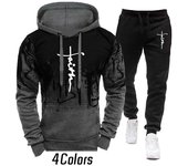 Otoño Invierno ropa de moda chándal hombres conjunto de 2 piezas sudaderas con capucha + Pantalones conjuntos Sudadera con capucha para hombre sudadera deporte Joggers pantalones de chándal traje 2XL gris