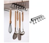 Perchero de cocina sin perforaciones, armario de pared, gancho de doble fila, soporte para colgar tazas, organizador de cocina, soporte para colgar tazas, 1 ud. 25.5*8*7cm negro