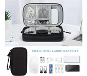 Bolsa organizadora de viaje, bolsa de almacenamiento de accesorios digitales para cables, bolsas de almacenamiento portátiles impermeables de doble capa, funda para disco duro eléctrico gris