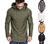 Chaqueta con capucha y suéter informal para hombre, de moda de otoño e invierno L verde del ejército