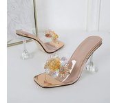 Zapatos de verano para mujer, zapatos de tacón alto de 9 cm, de marca, para fiesta, de cristal, talla grande 42, 43, 44, 45 y 46 34 plata
