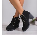 Moda 2024 Nuevas botas de mujer Otoño e Invierno Zapatos de tacón alto de mujer Botas de mujer con cordones de alta calidad Moda Mujer 35 negro