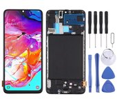 Pantalla LCD TFT para Samsung Galaxy A70, digitalizador de montaje completo con marco, no compatible con identificación de huellas dactilares negro
