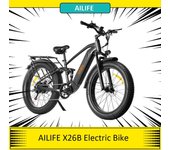 AILIFE X26B Bicicleta Eléctrica, 1000W Potente Motor 48V13Ah Batería 26*4.0  Neumáticos Gordos Ebike 30mph Velocidad Máxima 62millas Alcance Disco Bra 1000W13AH
