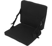 Cojín para silla plegable de exterior, color negro, con bolsillo con cremallera, asa portátil, silla de suelo ajustable para