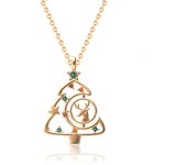 925 Collar De Plata Esterlina Femenino Ins Fengsen Ata Un Ciervo Con Su Colgante Circón Alce Árbol De Navidad Clavícula Gargantilla Adorno