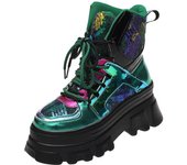 Moda 2024 Nueva tendencia de moda Botas de combate con cordones para mujer Botas de plataforma de tacón grueso de 7 cm Botas de mujer Botas casuales de altura gruesa de estilo británico 39 púrpura