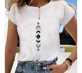 Camiseta con estampado de talla asiática, tendencia lunar, ropa informal Vintage encantadora para mujer, Top de verano para mujer, camiseta de manga corta a la moda L