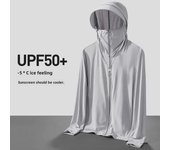 Chaqueta cortavientos con capucha y protección solar de seda ultrafina para hombre: transpirable y para pesca al aire libre en verano. 2XL negro