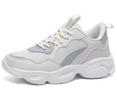TUINANLE Zapatos de plataforma unisex para mujer con cordones zapatillas gruesas zapatos deportivos casuales transpirables hombres 35 gris