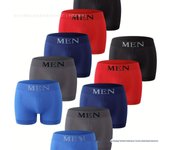 Calzoncillos bóxer sin costuras de alta elasticidad para hombres europeos y americanos: Ropa interior casual cómoda, transpirable, suave y de cintura media. One Size negro