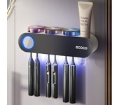 Dispensador automático de pasta de dientes con exprimidor de pasta de dientes y soporte solar ultravioleta, desinfectante para cepillos de dientes, juego de accesorios para el baño y el hogar. gris