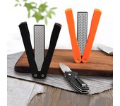 Herramienta portátil de doble cara, afilador de bolsillo doblado, cuchillo de diamante, piedra para afilar, cocina, senderismo al aire libre, barbacoa de supervivencia naranja