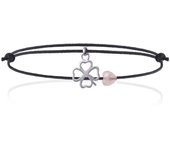 Les Trésors De Lily [J0828] - Bracelet Argent 'Trèfle' noir argenté - 10 mm negro