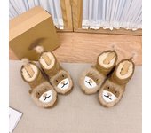 YKJY-Nuevos Zapatos de algodón para niños para Hombres y Mujeres con Animales de león pequeño de Dibujos Animados de Invierno en el Tubo Botas de Nieve para niños de pequeño Monstruo de Corte Bajo 25 caqui