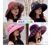 Sombrero de pescador K41 para mujer, sombrero de pescador de moda, para todas las estaciones, de ala grande, estilo panamá, de doble cara, para el sol negro