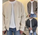 Otoño e invierno nueva moda Ins moda cárdigan de punto para hombre suéter de color sólido estilo casual suelto S
