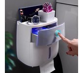 Soporte de papel higiénico impermeable, soporte para toallas de papel de plástico, estante de baño montado en la pared, caja de almacenamiento, portarrollos de baño portátil color rosa