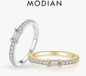 Modian-anillos de boda de circonia AAAAA para mujer, de Plata de Ley 925, abalorio clásico, joyería fina 5 plata