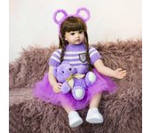 Muñeca realista de silicona para bebé renacido, 60 cm, cuerpo de tela realista, juguete para recién nacido, niño pequeño, KEIUMI, juguete educativo temprano, regalos 60 cm