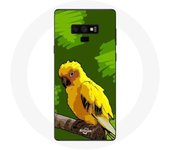 Coque pour Samsung Galaxy Note 9 Oiseaux de Perruches jaune Fond Vert