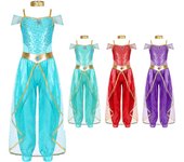 Disfraz de princesa árabe para niñas, disfraz de Halloween, disfraz de fiesta de carnaval, traje de danza del vientre 5-6 Years verde claro
