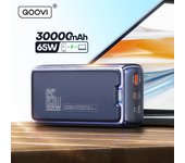 QOOVI Powerbank 30000mAh Capacidad de batería externa PD 65W Cargador portátil de carga rápida Powerbank para computadora portátil Macbook iPhone Samsung Xiaomi 30000mAh azul