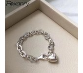 Foxanry sello pulsera de cadena gruesa novedad de verano tendencia Punk Vintage encanto dulce amor corazón borla fiesta joyería regalos 18cm plata