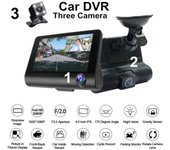 MD-DVR 4'' Espejo de tres lentes DVR para automóvil 1080p Full HD Video Grabadora de conducción Cámara de visión trasera Cámara de tablero G-Sensor Cámara de tablero de visión nocturna No Rear Camera