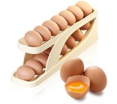 Soporte automático para desplazamiento de huevos, caja de almacenamiento enrollable para refrigerador, dispensador de huevos, cesta de huevos, organizador de contenedores para Cocina 1pcs