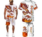 Chándal con tatuaje de dragón y mosca para hombre, ropa de calle Harajuku, camisetas para hombre, traje para correr, conjuntos informales de talla grande para hombre, Chandal S