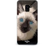 Coque pour Samsung Galaxy A8 Plus Chat Siamois Noir et blanc aux Yeux Bleus