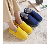 Pantuflas de algodón con suela gruesa y tacón para mujer para el invierno; Zapatos de interior antideslizantes para hombre; Ideal para residencias de estudiantes y parejas. Size 44-45 gris