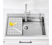 Fregadero de cocina de acero inoxidable de 70*45, fregadero bajo encimera, fregadero de cocina con dispensador de jabón y escurridor
