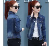 Nuevas chaquetas de vaquero corto para mujer, abrigo lavado de manga larga, chaqueta vaquera informal Vintage, abrigo vaquero Bomber 3Xl 5Xl P326 S