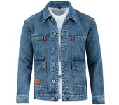 Chaqueta de otoño para hombre, chaqueta vaquera de otoño de color puro con botones térmicos de manga larga para uso diario M azul
