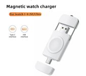Carga inalámbrica portátil para Apple IWatch Series Ultra SE 8 7 6 se 5 4 3 2 1 tipo C y USB C estación de carga rápida para reloj blanco