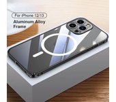 Funda magnética transparente para teléfono para iPhone 13 Pro Max 13 pro Funda de carga inalámbrica para iPhone 12 12 Pro Max Funda con marco de aleación de aluminio con imán For iPhone 12 oro