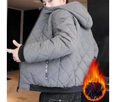 Otoño Invierno Hombres Abrigo De Algodón Engrosado Acolchado Suave Cálido Resistente Al Frío Mangas Largas Cierre De Cremallera Bolsillos Con Capucha Longitud Media Hombres Abajo Abrigo 3XL negro