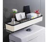 Estantes de baño, armario de almacenamiento para inodoro, estante para colgar en la pared, sin perforaciones, estante de almacenamiento para el baño blanco multifuncional, organizador negro