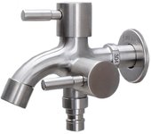 Grifo de acero inoxidable 304 alargado, grifo para lavadora multifunción de doble salida, de una en dos salidas. STAINLESS STEEL