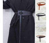 Cinturón de piel sintética de estilo coreano para mujer, cinturón largo con nudo ajustable, forma Irregular, abrigo, corsé, accesorios de moda blanco