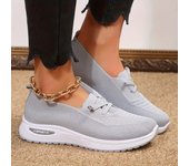 Zapatillas de deporte de plataforma de color sólido para mujer, zapatos de exterior con cordones de punto transpirables, zapatos deportivos cómodos de caña baja, talla grande 36 negro