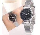Relojes Mujer Reloj con correa de malla de acero inoxidable Reloj de cuarzo con esfera pequeña Reloj de pulsera para mujer Regalos para niña