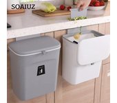 Cubo basura colgante para cocina, gran capacidad, cesta de basura para reciclaje, puerta de armario, baño, cubo de basura montado en la pared Gray-7L