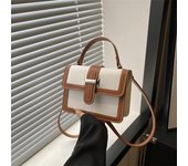 Bolsos de mujer de color contrastante, moda de primavera, textura, bandolera, portátil, ligero, de lujo, estilo extranjero, estampado, pequeño bolso cuadrado para mujer negro