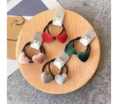 2 uds. De terciopelo con forma de corazón a cuadros y botón de estrella, tocado de princesa, bandas elásticas para el pelo para niños, lazos para el pelo para niños, cuerdas, accesorios para niñas, tocado para bebés 1