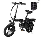 Bicicleta eléctrica urbana Honey Whale S6, neumáticos de 14 , motor de 250 W, batería de 48 V y 10,4 Ah negro